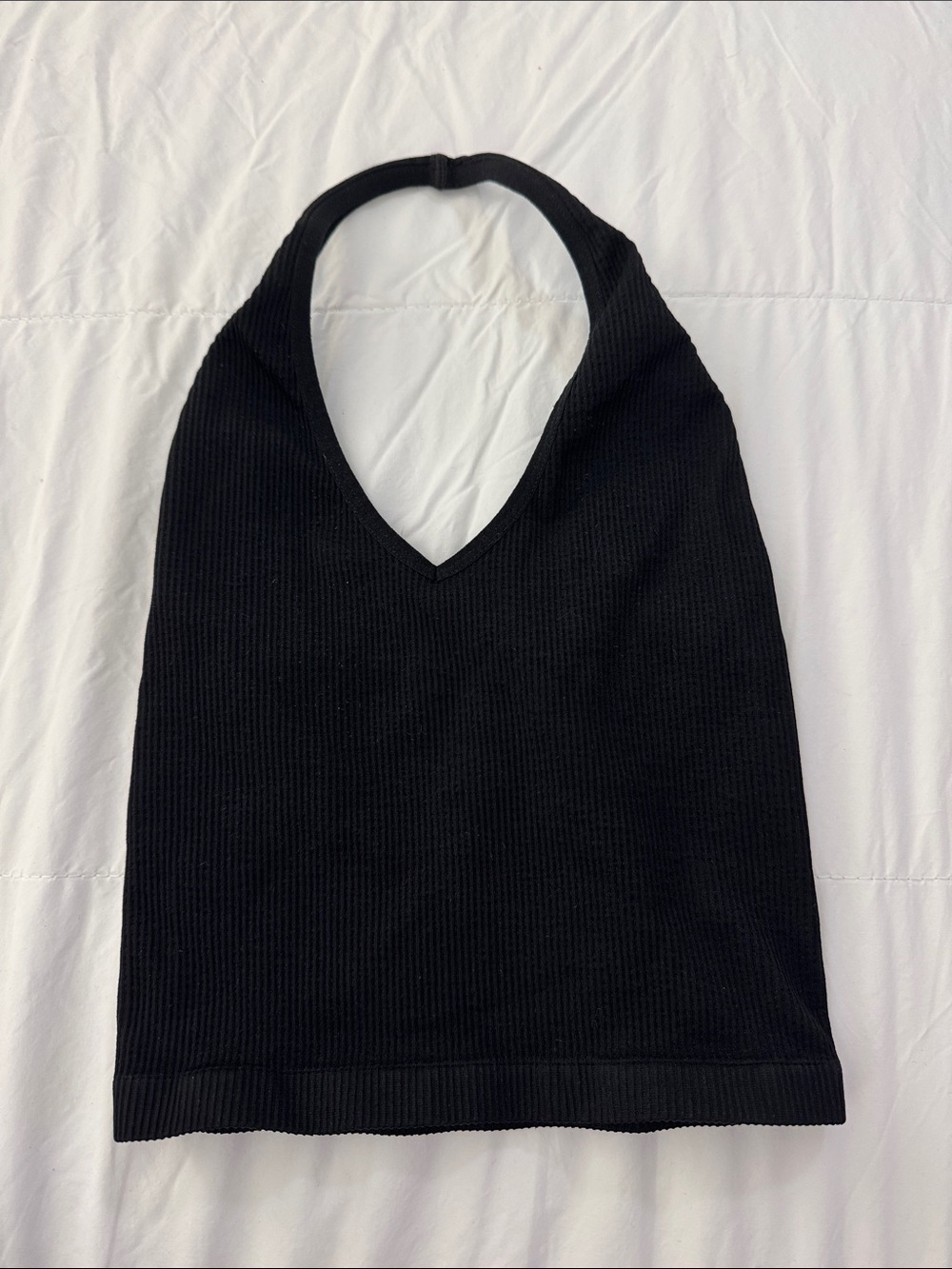 Urban Outfitters Black Ribbed V-Neck Halter Sweater Tank